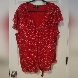 Plus size, Red polka-dot blouse
